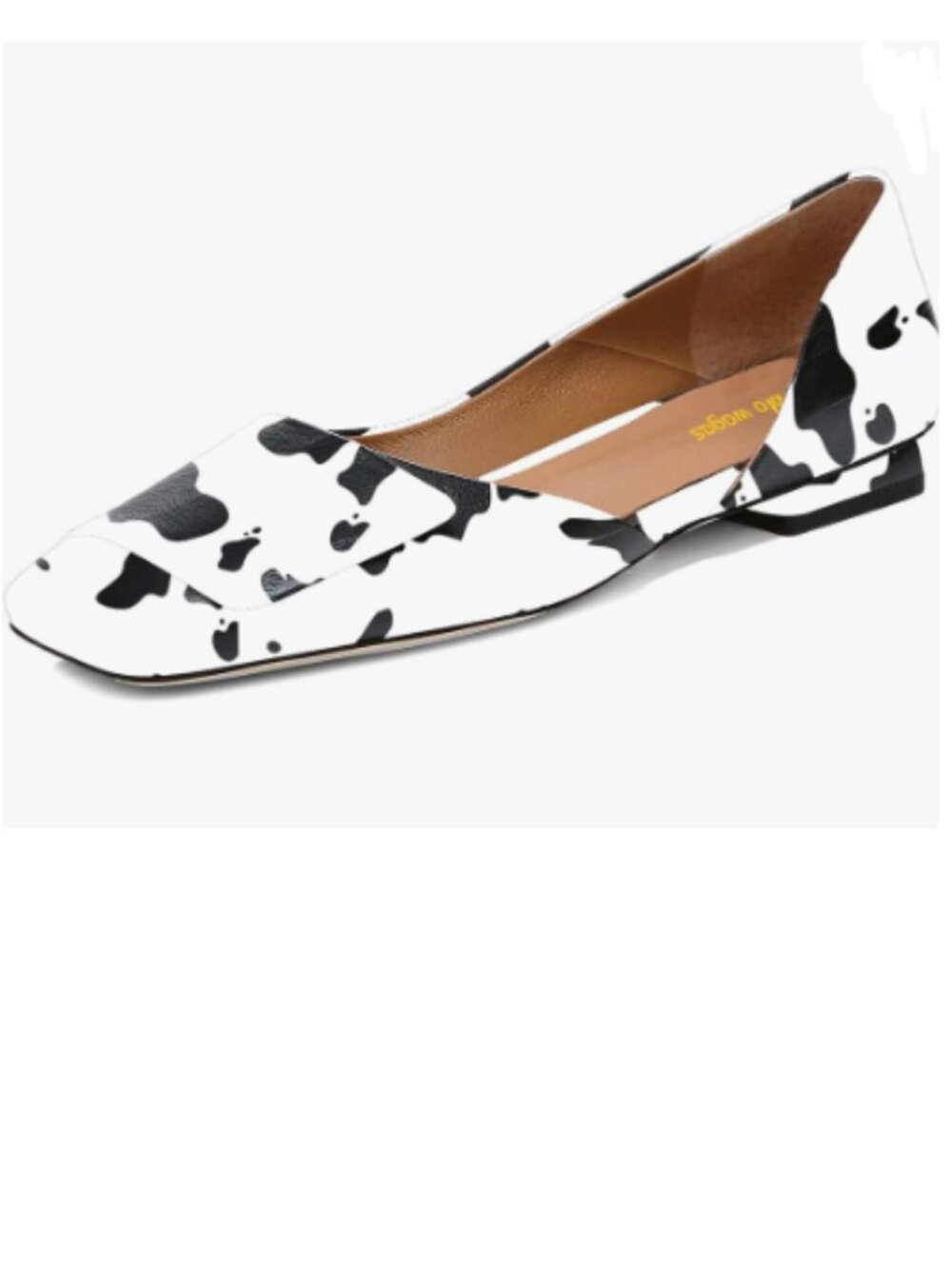 Milk Cow Print Pumps Side Cut Chunky Low Heel Square Toe Slip On Working Shoes
